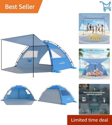 Beach Tent Sun Shelter 6-8 Person UPF 50+ Waterproof Lightweight Easy Setup