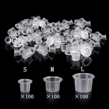UPTATSUPPLY Tattoo Ink Cups 300Pcs Mixed Size 300 Piece Assortment, Clear 