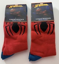 Lot of 2- Marvel Spider-Man Black Men's One Size Fit Most Crew Socks