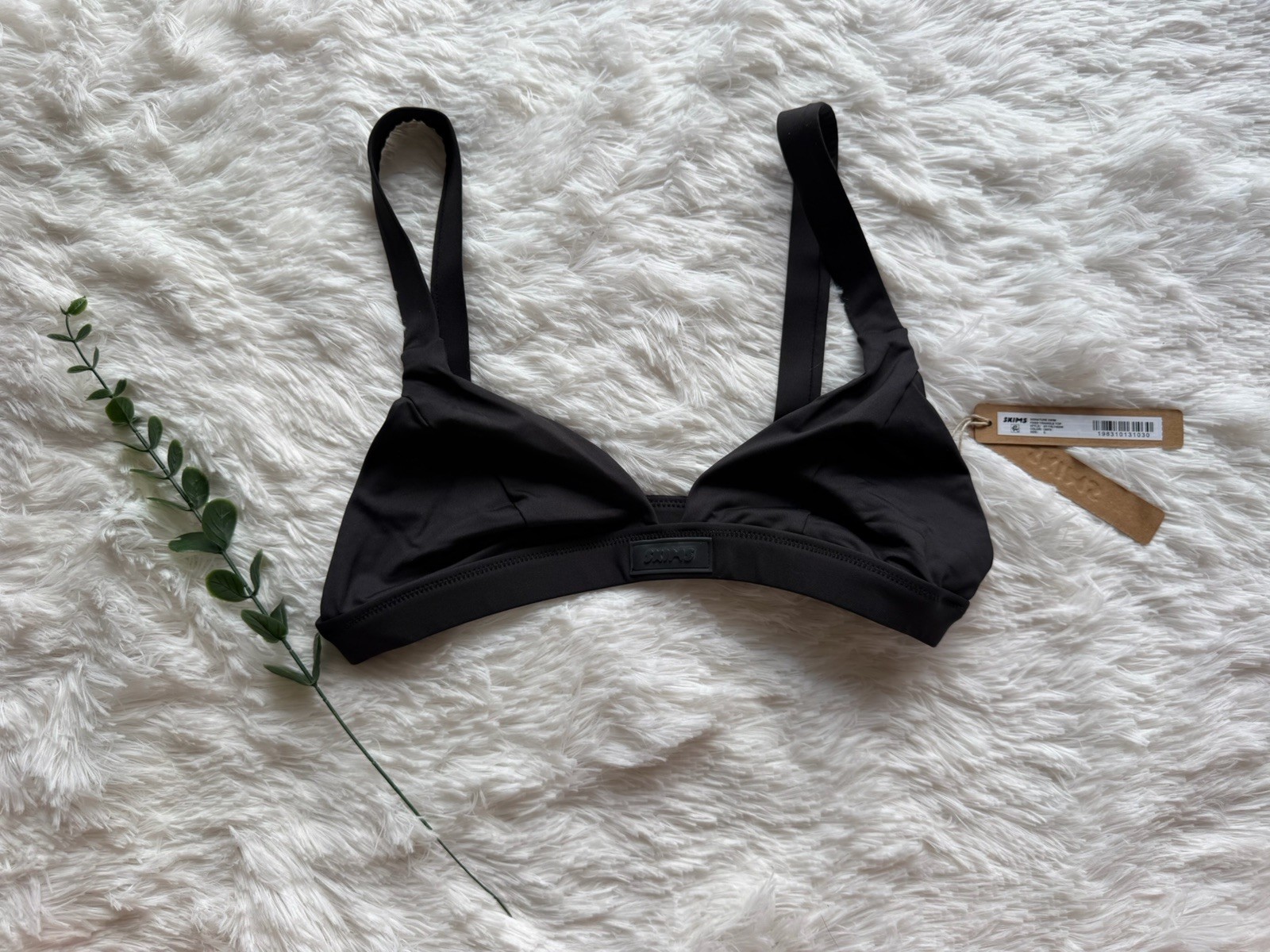 Skims Signature Swim Top Fixed Triangle Onyx Wireless Size S