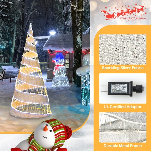 5FT Pre-lit Christmas Cone Tree w/250 Cold White & 300 Warm White LED Lights - Bild 8 von 9
