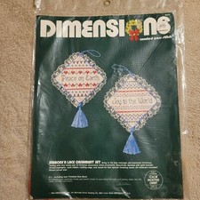 DIMENSIONS 1984 Counted Cross Stitch Ribbons N Lace Ornament Set 8315 CHRISTMAS