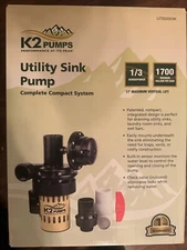 K2 1/3 Pump. Utility Sink Pump. Complete Compact System. 1/3 Horsepower. 