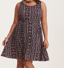 Torrid Multi-Color Geo Print Challis Bow Back Tank Dress Plus Sz: 00X #11055
