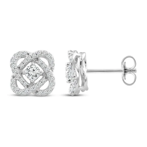1Ct Brilliant Cut Moissanite Center of Me Design Stud Earrings in 925 Silver