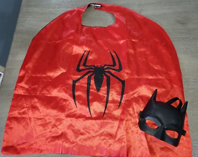 red black BOYS SPIDERMAN CAPE HALLOWEEN PRETEND PLAY BATMAN MASK one size fits m - Image 1 of 2