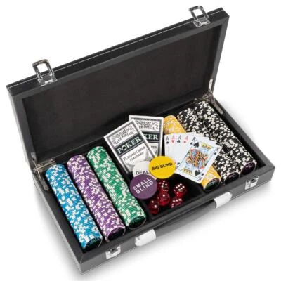 Pokerkoffer Leder Deluxe Pokerset mit 300 abgerundeten Laser Chips 12 g Kern - Bild 1 von 4
