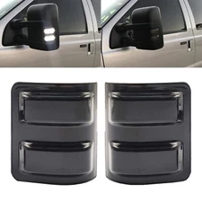 2x Black Side Mirror White LED Turn Signal Lights For Ford Super Duty 2008-2016