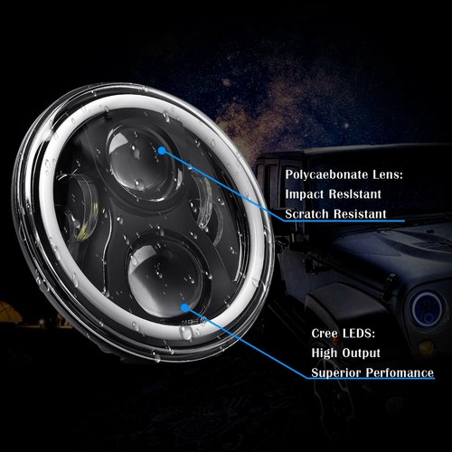 Pair 7Inch RGB LED Headlights Angel Eyes Halo DRL Fit for Ford Mustang 1965-1978 - Picture 7 of 12