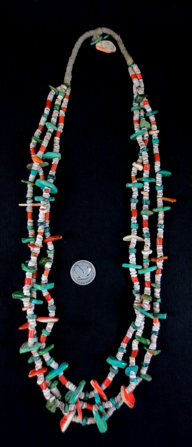 Antique Navajo Necklace - 3 Strand - 188g=6.7oz