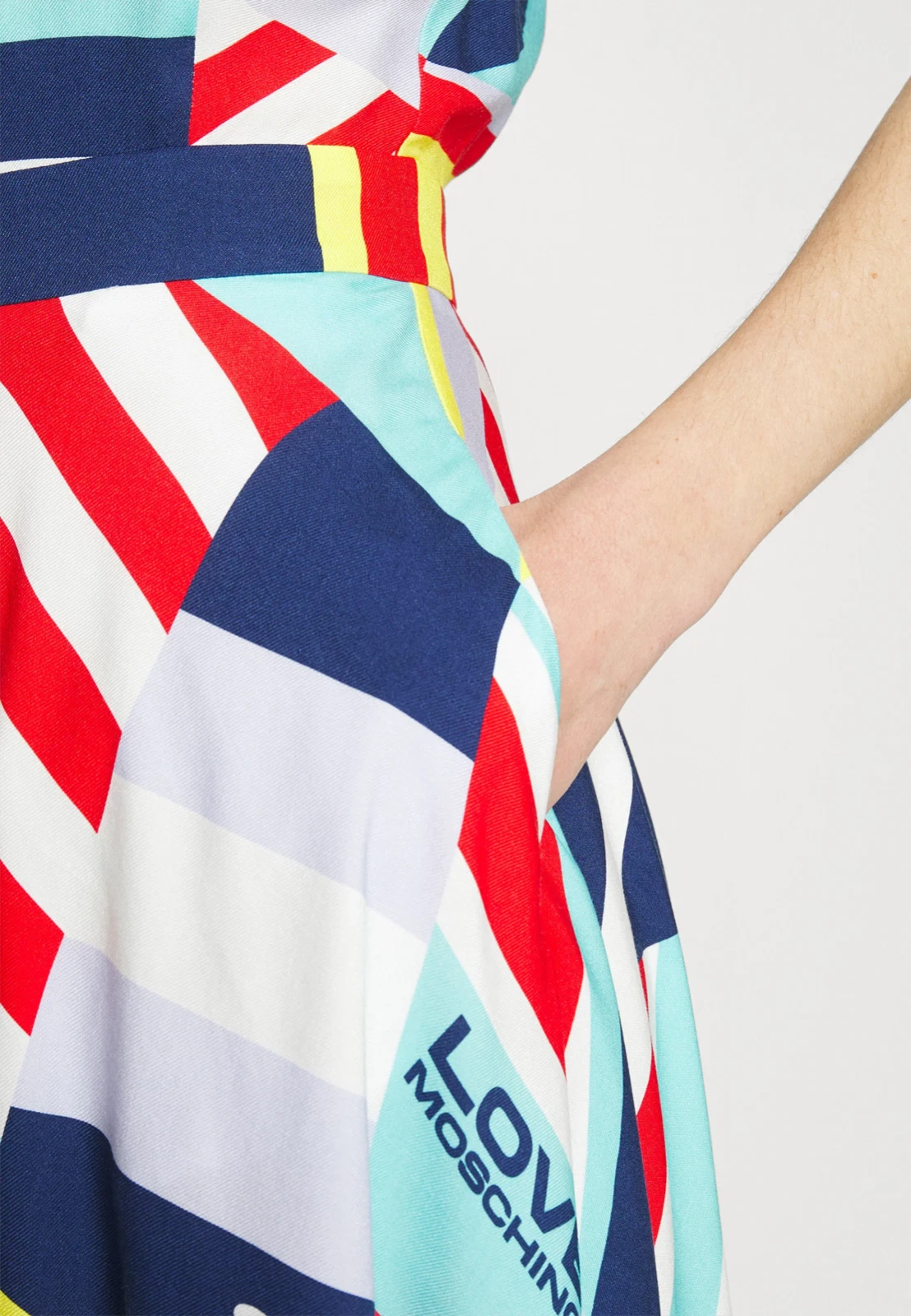 Moschino Abito Multicolore Stampa Astratta Cotone Lunghezza Ginocchio XS UK6 IT38