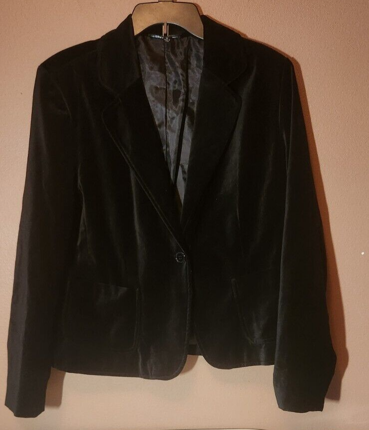 Briggs New York Women's Black 1 Button Velvet Lined Blazer Size 16 eBay