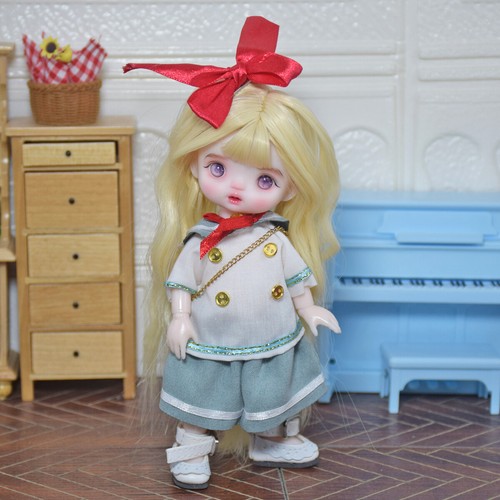 Mini 16cm Girl Doll Toy Cute Doll Removable Blonde Wig and Full Set Clothes Suit - 第 5/21 張圖片