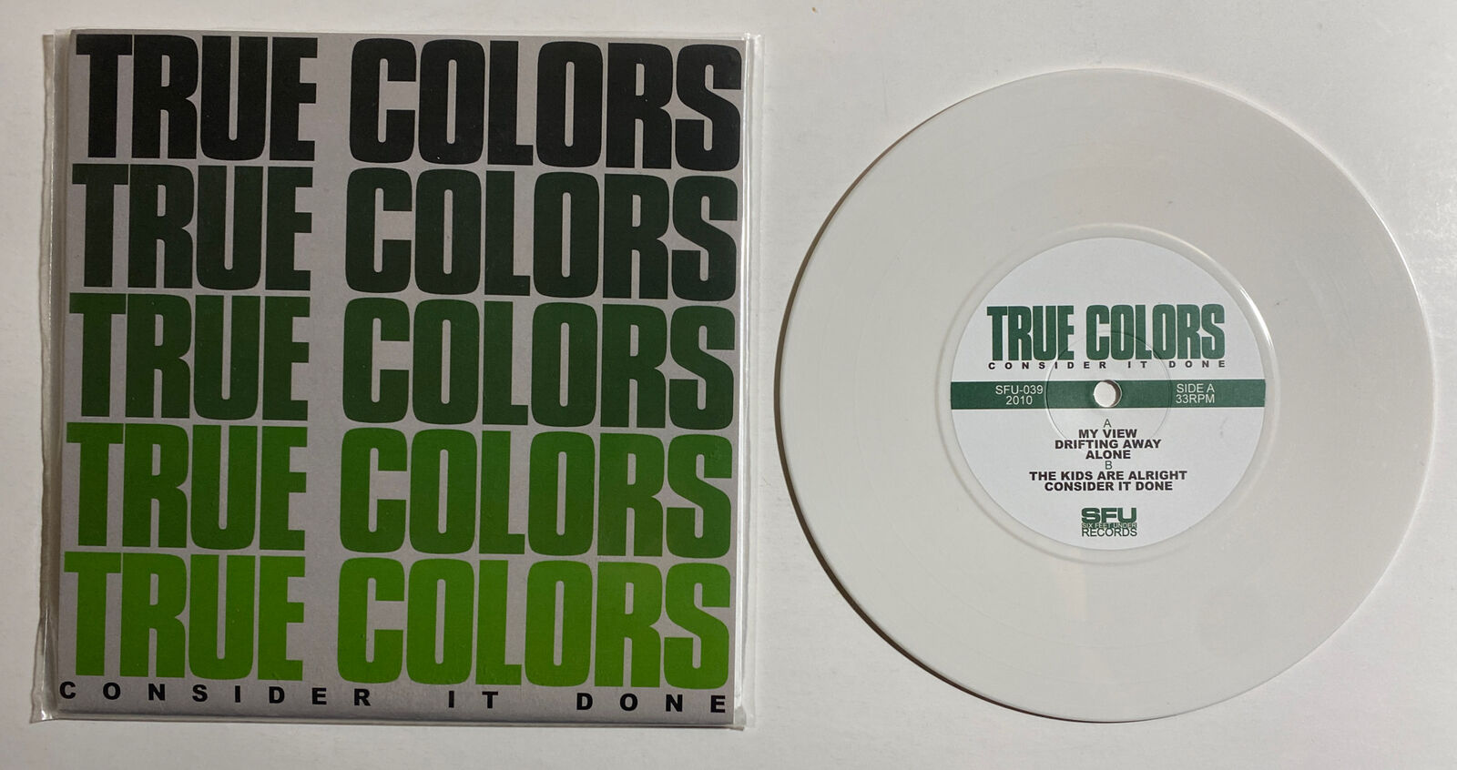 True Colors - Consider It Done 7" White Vinyl, Sound & Fury Cover - Nofx AFI