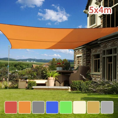 HOME-GALAXY 5m x 4m Garden Sun Shade Sail Cover 98% UV Block Sunscreen Patio Awning Canopy