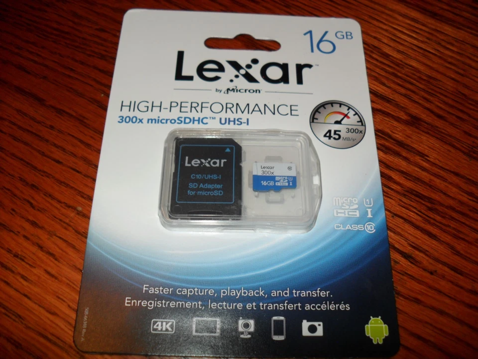 Lexar Card 16GB 300x micro SDHC UHS-I Class 10 45 MB/s Transfer New in Packaging - Image 3 of 3