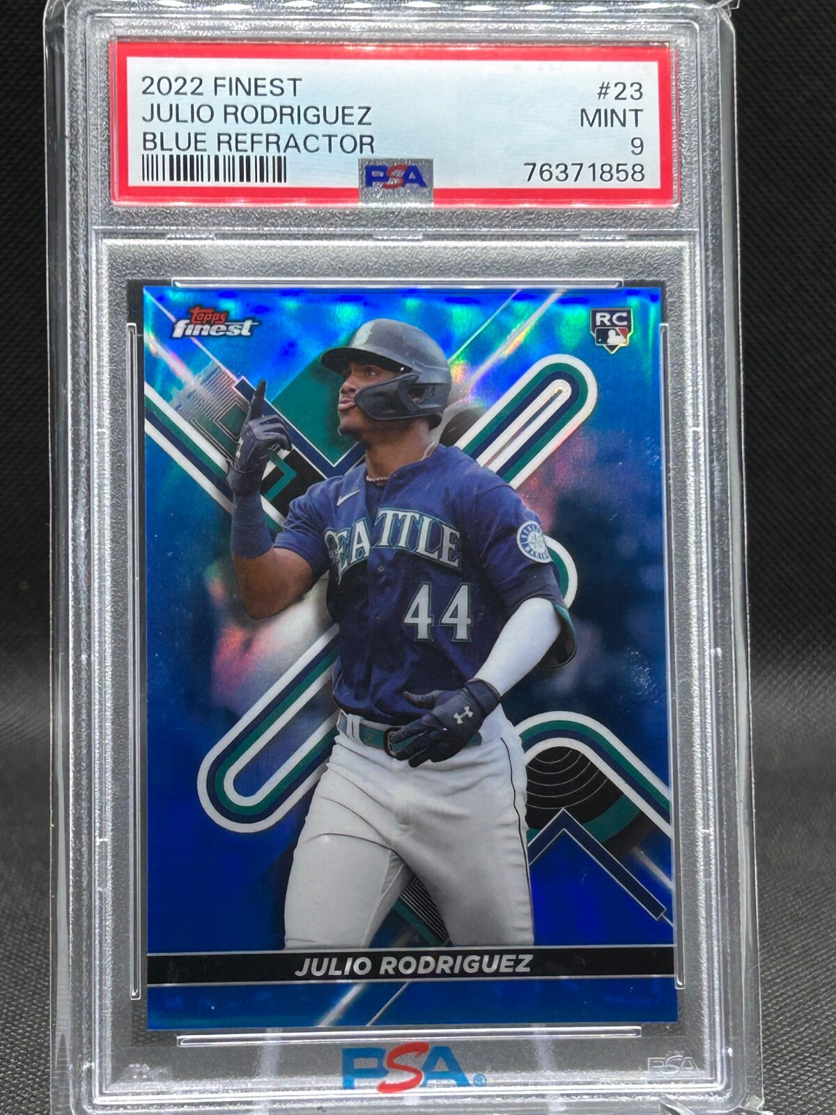 Julio Rodriguez 2022 Topps Finest BLUE Refractor 095/150 RC PSA 9 Rookie Card 23