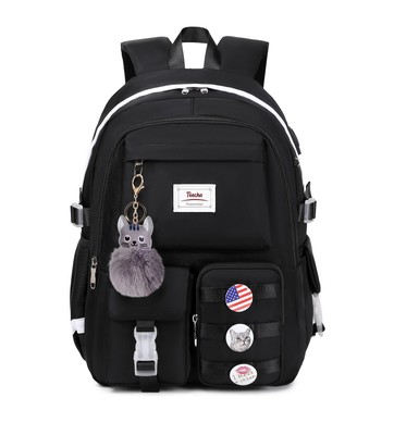 Girl Backpack for School Cute Bookbag 15.6 Inches Laptop Black College