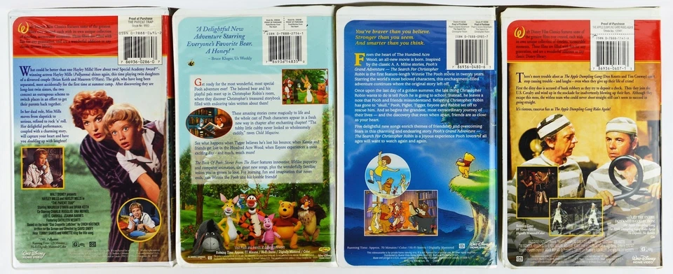 4 Disney VHS - The Book of Pooh, Pooh's Great Adventures, Apple Dumpling Gang... - Image 2 of 2