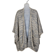 Soft Surrounding Wool Cashmere Cotton Go Lively Zebra Travel Poncho Sweater Wrap
