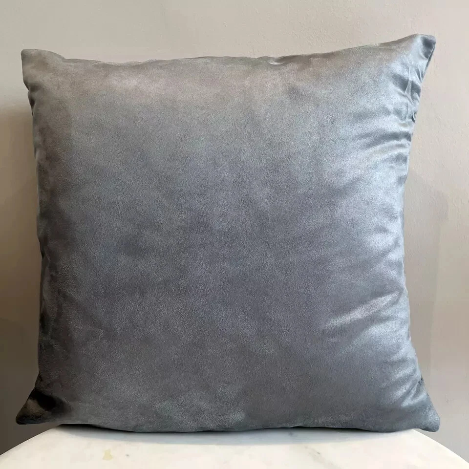 SET OF 4 PIGEON GREY Faux Suede Velour Cushion Covers 18x18" 45x45cm HOME - Image 4 of 4