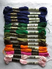 Lot of 16 Skeins of DMC Cotton Embroidery Floss Thread - Color Numbers As Shown