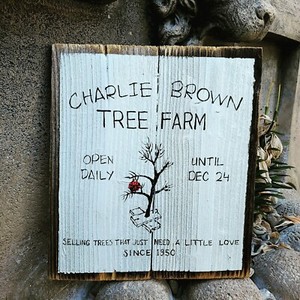 Reclaimed Wood Pallet Charlie Brown Christmas Tree Farm Art Sign