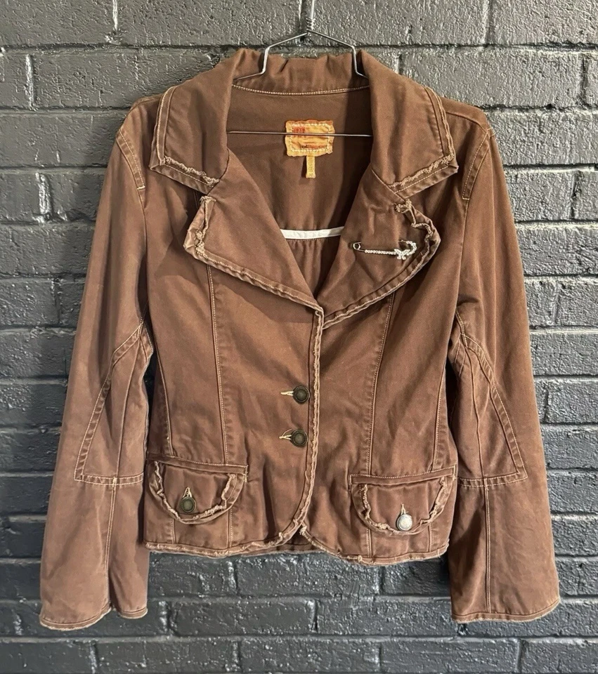 TWILL двадцать два Anthropologie коричневый хлопок блейзер куртка - Изображение 2 из 3