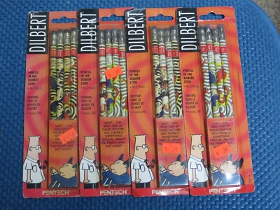 DILBERT ZONE VINTAGE 1997 PENTECH CARTOON #2 PENCIL NOS LOT 4 PACKS OF 4 PENCILS