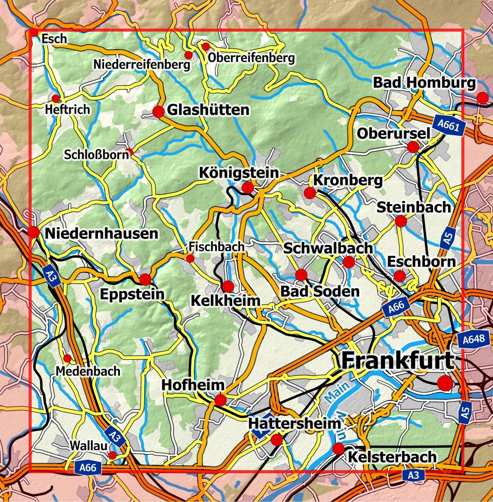 Thumbnail - Vordertaunus 1 : 25 000, Blatt 46-556 Naturnavi (land-)karte Deutsch