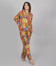 Women Cotton Long Pajama Set Frida Kahlo Pj Set Soft Loungewear Night Sleepwear