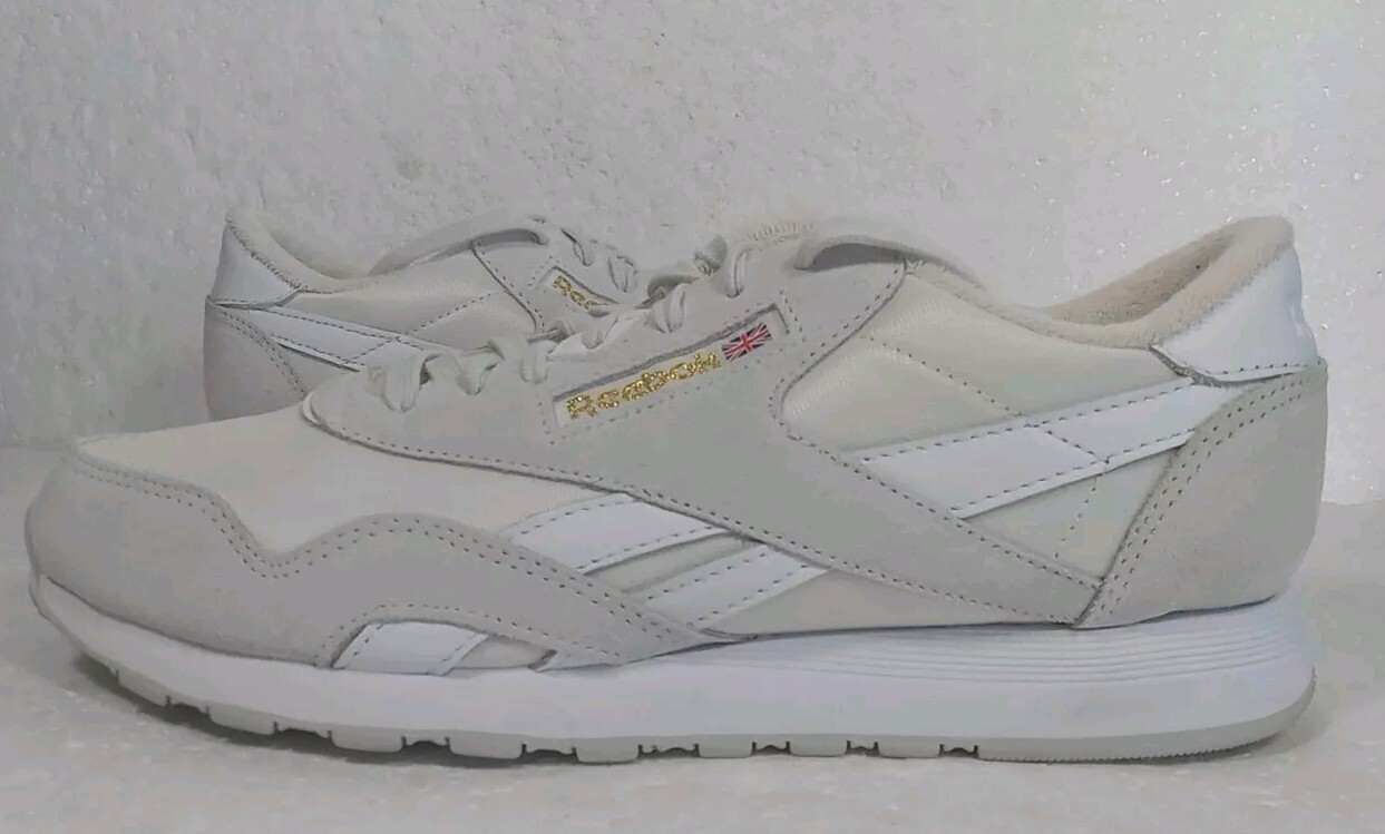 Reebok Leather & Nylon Birth of Hip Hop Pure Grey White Men 10.5 Shoes