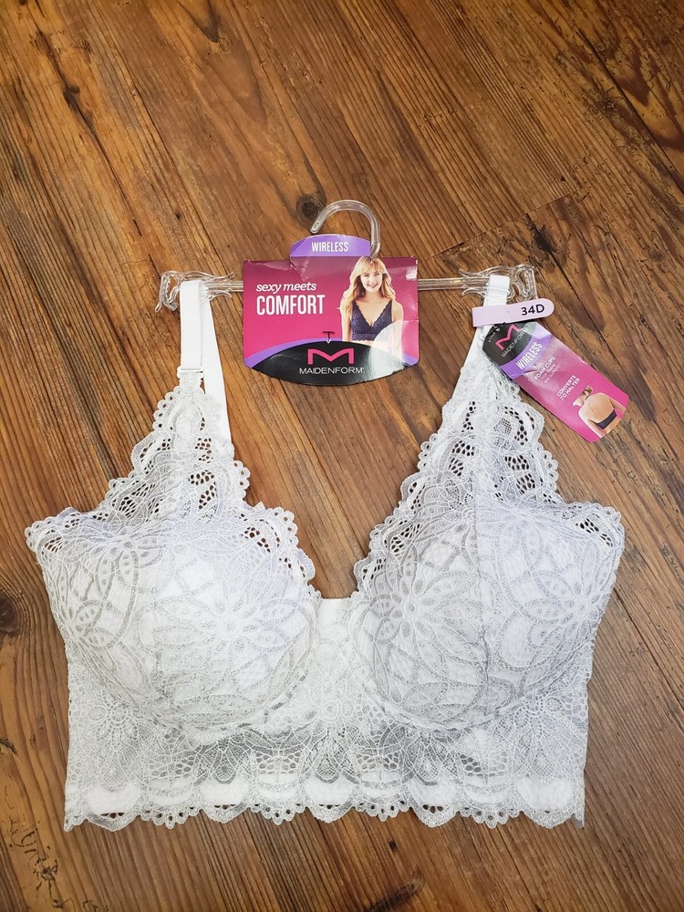 maidenform bra 34D nwt white adj. sparkle bridal  sweet adj. honeymoon