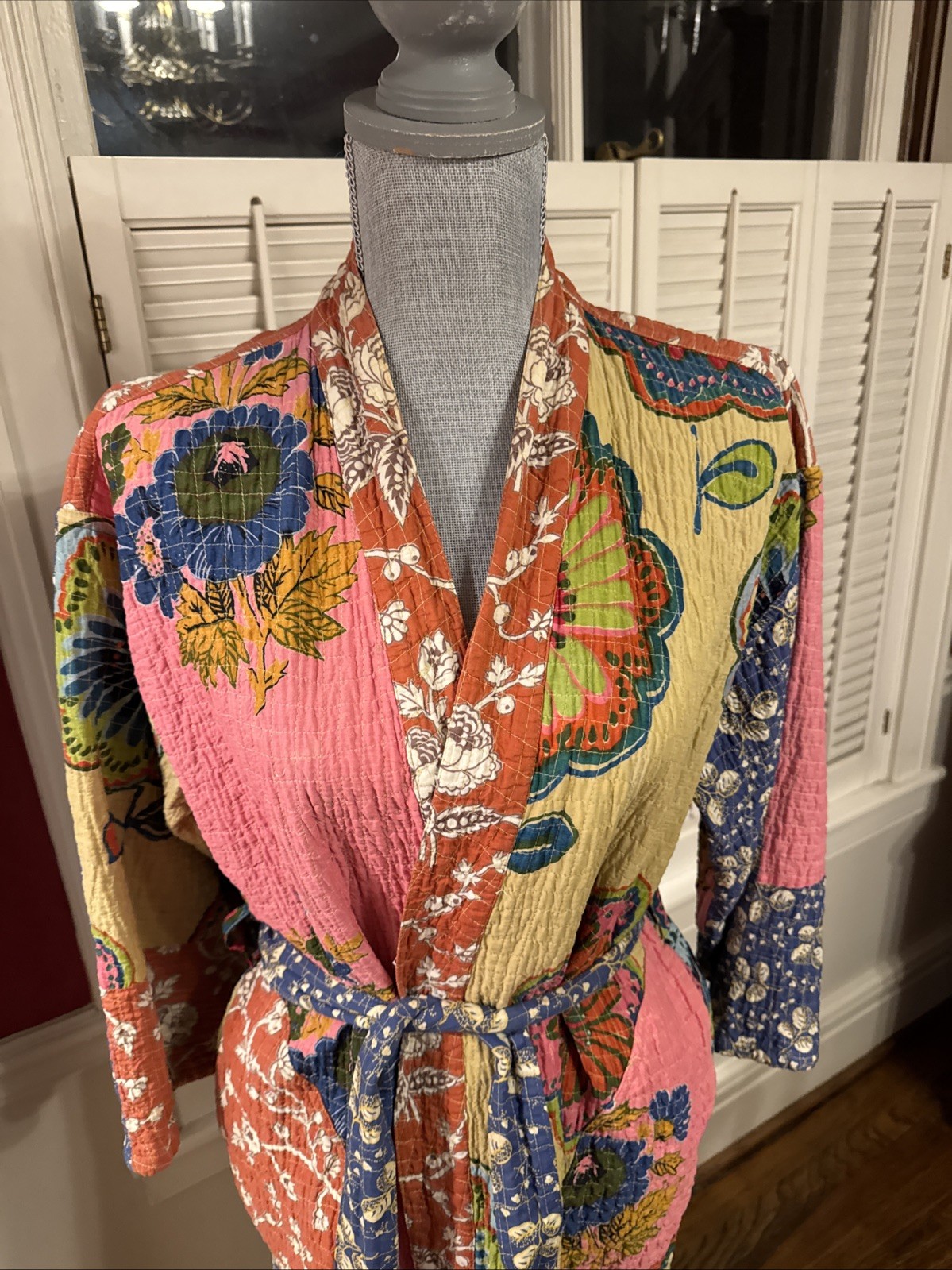 Handmade Kantha Patchwork Cotton Robe Reversible … - image 2