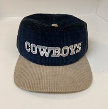 Vtg 90’s New Era Dallas Cowboys Corduroy Snapback Hat Cap NFL Navy Blue Gray