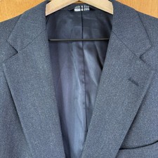 Polo University Club Blazer Mens 42R Gray Navy Blue Flannel 2 Button 100 Wool