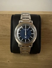 Bulova Accutron 214 - Black and Blue Dial - N0 - Stainless JB Champion Band