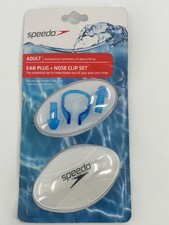 Speedo Adult Ear Plug  Nose Clip Set Blue w/ Case Size 15 NEW