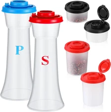 6 Pcs Salt and Pepper Shaker Set Hourglass Plastic Salt and Pepper Shakers with 