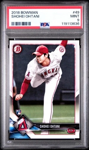 SHOHEI OHTANI 2018 TOPPS BOWMAN #49 PITCHING ROOKIE CARD RC PSA 9 MINT