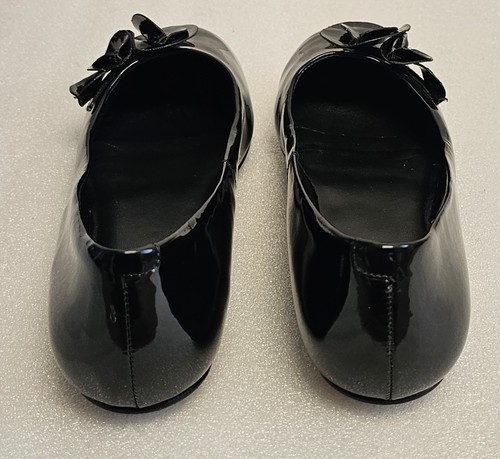 Cole Haan Flats Shoe Women 6.5 Black Patent Leather Slip Ons Ballet Rose Floral - Picture 15 of 21