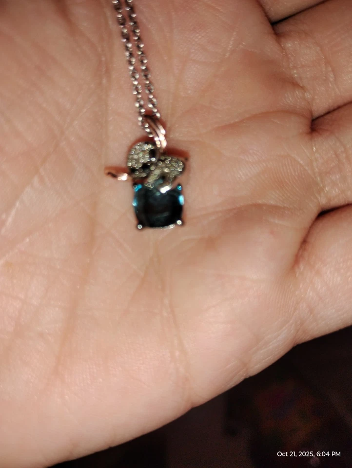 Sterlingsilver and 10K rose gold7.0mm cushioncut London blue topazAnd diamond - Image 2 of 2