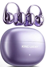 King Lucky Clip on Earbuds Open Ear Wireless Bluetooth 5.4 Headphones Purple