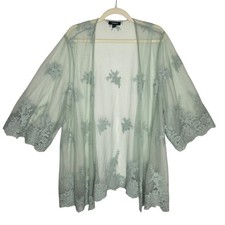 Torrid Fairy Ethereal Kimono Sheer Mesh Lace Mint Dainty Open Festival Women 1/2