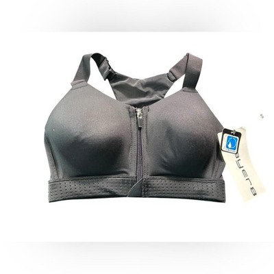 LAYER 8 black maximum Wirefree support sports zip front bra fits S 32A - 34B NWT