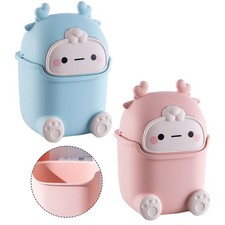 Compact Flip Lid Trash Can Plastic for Desktop Waste Storage in Office and Home