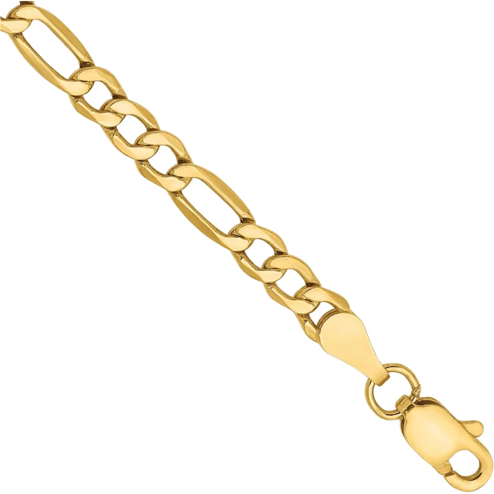 14K Solid Yellow Gold 3.5mm Figaro Link Chain Bracelet - Image 4 of 4