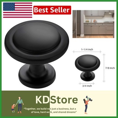 1-1/4 Inch Matte Black Round Knobs - Versatile Door Handles for Cabinets