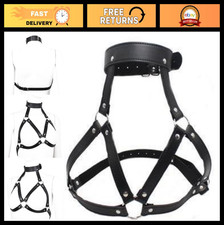 Punk Waist Belt BDSM Leather Body Harness, Adjustable Chest Straps, Rivet Design