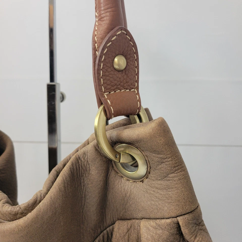 Bolsa de ombro Coldwater Creek couro marrom desleixada bolsa hobo - Imagem 2 de 4